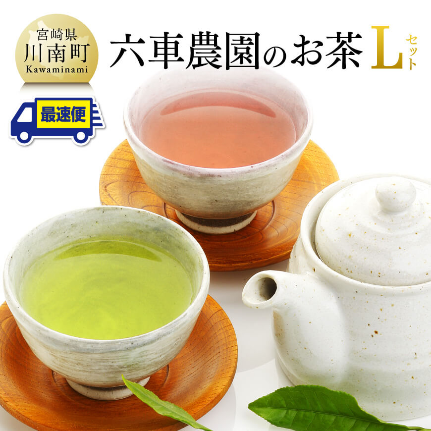 【ふるさと納税】 「六車農園」お茶Ｌセット - 九州産 宮崎県産 川南町産 彩翠深蒸煎茶 かぶせ茶 ほうじ茶 ティーバッグ ボトル 茶 お茶 日本茶 国産茶 お湯出し 水出し 飲みやすい おうち時間 送料無料 C08706