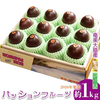 【ふるさと納税】2026年発送【奄美大島産】秀品パッションフルーツ 約1kg 化粧箱入 鹿児島県 奄美群島 奄美大島 龍郷町 国産 奄美産 青果 果物 くだもの フルーツ 果物時計草 南国 トロピカル 初夏の果実 さわやか 甘酸っぱい 秀品 お取り寄せ 先行予約 数量限定