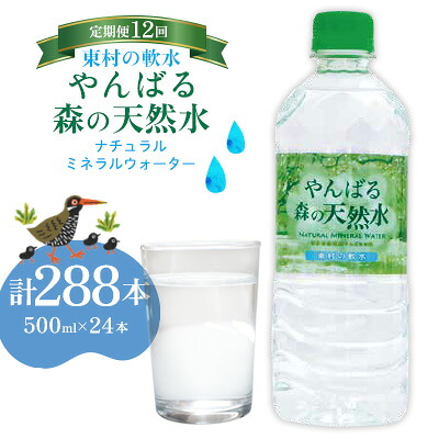 【ふるさと納税】【定期便12回】東村の軟水【やんばる 森の天然水】ナチュラルミネラルウォーター 500ml×24本 天然水 ミネラルウォーター 水 ソフトドリンク 飲料水 軟水 東村の水 天然水 お水 ヤンバルの水 やんばる ヤンバル ペットボトル 500ml 防災 国産 長期保存 備蓄|沖縄県東村