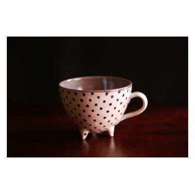 ふるさと納税 【南陶窯】四つ足カップ丸形2個セット【ドット】 沖縄県