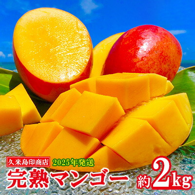 【ふるさと納税】【2025年発送】久米島印商店 完熟マンゴー 約2kg マンゴー フルーツ 果物 デザート 完熟 甘い 濃厚 スムージー アイス プリン ヨーグルト ケーキ 贈り物 贈答 ギフト 人気 リピーター 南国 沖縄 久米島