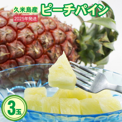 【ふるさと納税】【2025年発送】比屋定農園 ピーチパイン 3玉（計約1.5kg） パイナップル パイン 高級 桃 ピーチ 果肉 甘酸っぱい ジューシー 芳醇な香り スナック感覚 フルーツ 果物 ジュース スムージー ヨーグルト アイス ケーキ タルト 沖縄 久米島