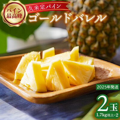 【ふるさと納税】【2025年発送】比屋定農園「久米定パイン」ゴールドバレル 2玉（1.7kg以上×2玉） パイナップル パイン 高級 最高峰 黄金色 糖度 濃厚 甘い 希少 樽型 フルーツ 果物 ジュース スムージー ヨーグルト アイス ケーキ タルト 沖縄 久米島