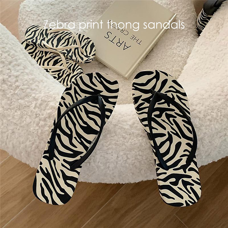 楽天市場】ビーチサンダル ゼブラ柄 サンダル ビーサン フラット