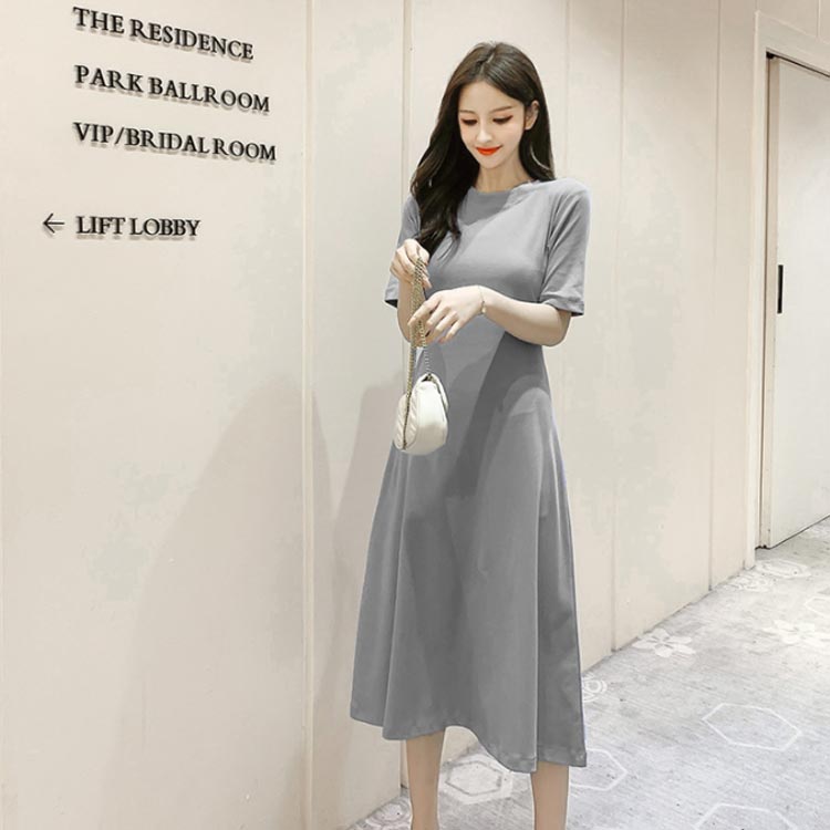 楽天市場 ワンピース レディース カットソーワンピース Tシャツワンピース 半袖 ロングワンピース マキシワンピース カットソー 無地 ラウンドネック ゆったり ストレッチ 薄手 フレアワンピース ふんわり お洒落 カジュアル 夏物 夏新作 Fast Fashion