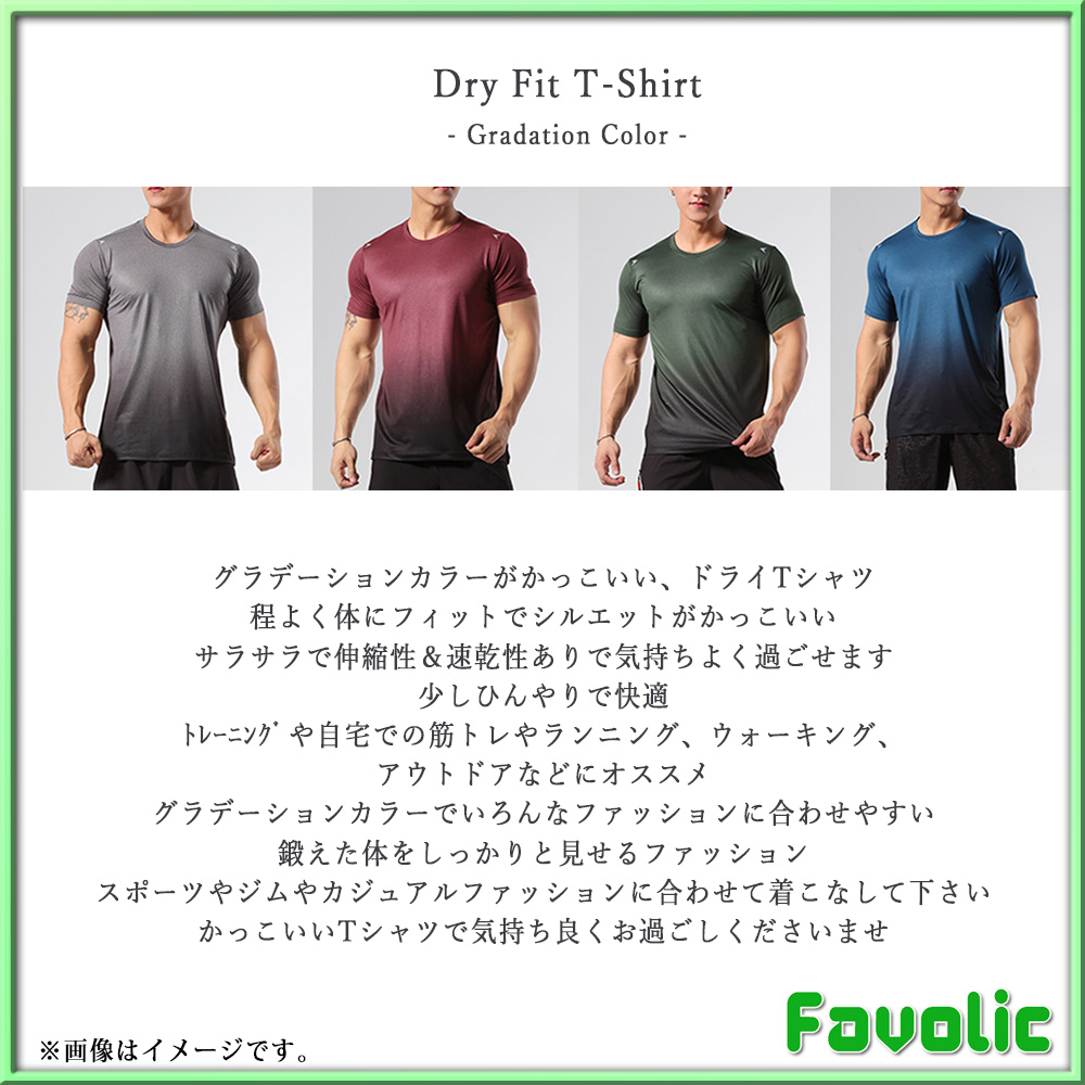 楽天市場 ｸﾞﾗﾃﾞｰｼｮﾝ ｽﾎﾟｰﾂ Tシャツ 半袖 メンズ ﾄﾞﾗｲ Gym ﾄﾚｰﾆﾝｸﾞ 冷感 サラサラ 速乾 筋トレ ジョギング マッチョ かっこいい 父の日 スポーツ Gtline Favolic ファボリック Favolic