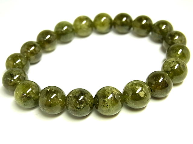 パワーストーン 天然石 グリーンガーネット 緑石榴石 ざくろいし ブレスレット 10mm 【Felistone】 GarnetB25