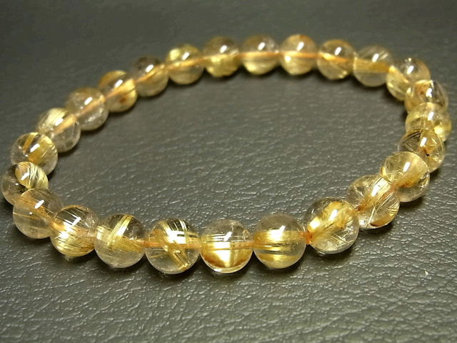 パワーストーン 天然石 最高級 タイチンルチル ルチルクォーツ 水晶ブレスレット 7.5～8mm 【Felistone】 TRB1176
