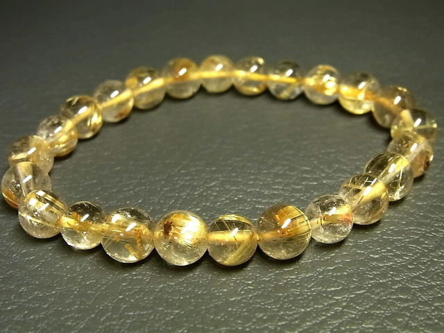 パワーストーン 天然石 タイチンルチル ルチルクォーツ 水晶ブレスレット 7～8mm 【Felistone】 TRB1196