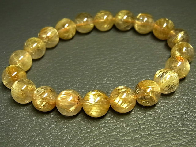 パワーストーン 天然石 極上 キャッツアイタイチンルチル ルチルクォーツ 水晶ブレスレット 9.5～10mm 【Felistone】 TRB1502