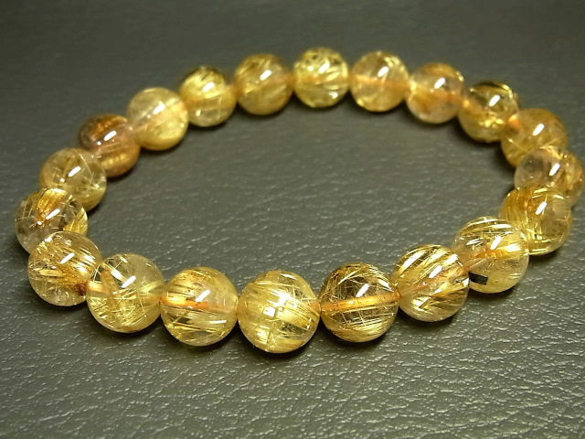 パワーストーン 天然石 最高級 高透明 タイチンルチル ルチルクォーツ 水晶ブレスレット 9.5～10mm 【Felistone】 TRB1508