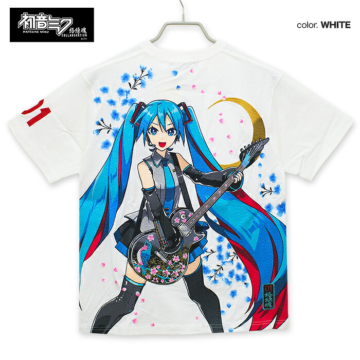 絡繰魂 × 初音ミク 「桜満開」 総刺しゅう 半袖 ティーシャツ