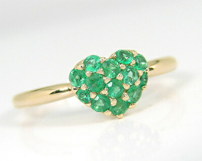 楽天市場】エメラルド リング リボンモチーフ K10YG 【プレゼント