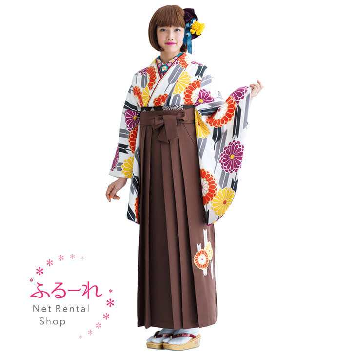 [往復送料無料][卒業式 袴] モノトーンの着物地にカラフルな花柄が散りばめられた袴　MIH326【160cm~170cm】fy16REN07 22,350円
