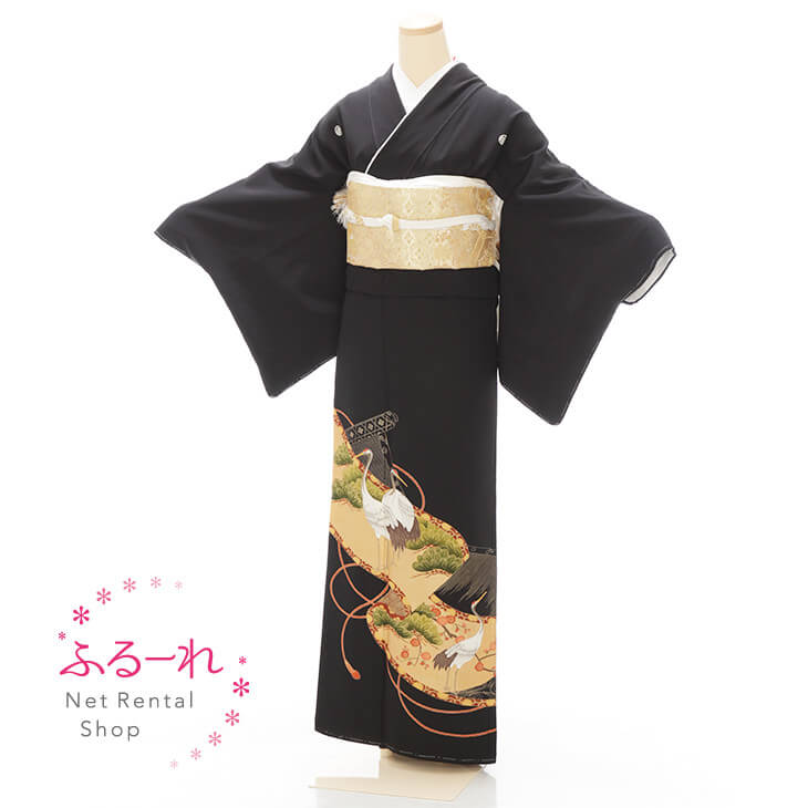 留袖レンタル／留袖　レンタル／留袖フルセット　レンタル／留袖セット／留袖レンタル　結婚式／女性和服／着物レンタル／黒留袖　RT0034【153cm~163cm】fy16REN07