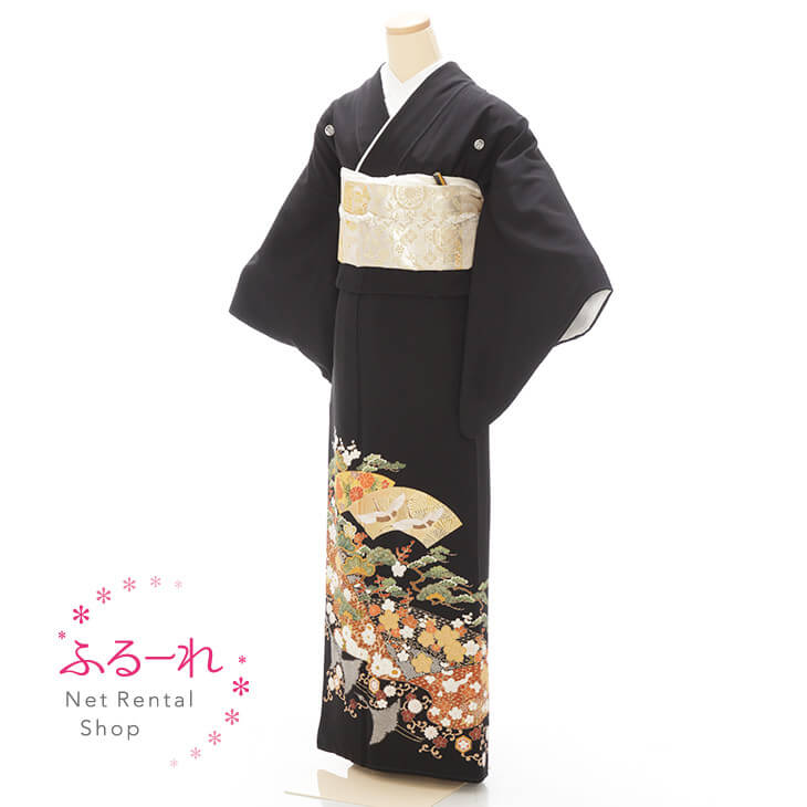 留袖レンタル／留袖　レンタル／留袖フルセット　レンタル／留袖セット／留袖レンタル　結婚式／女性和服／着物レンタル／黒留袖　RT0036【153cm~163cm】fy16REN07