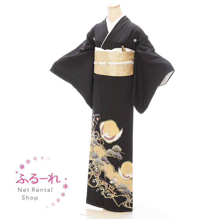 留袖レンタル／留袖　レンタル／留袖フルセット　レンタル／留袖セット／留袖レンタル　結婚式／女性和服／着物レンタル／黒留袖　RT0041【154cm~164cm】fy16REN07