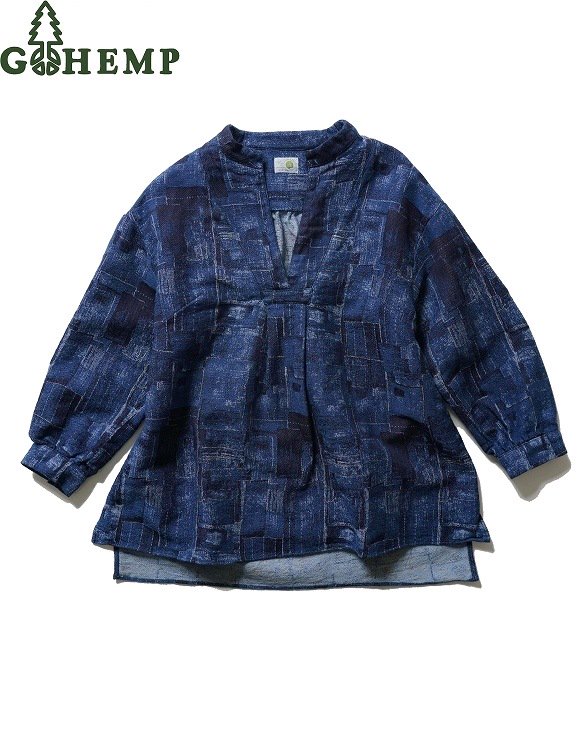 【送料無料】【WOMEN'S】GOHEMP （ゴーヘンプ）HEALING SHIRTS ヒーリングシャツ（HEMP/COTTON JAQURAD）胸ポケットに遊びを効かせたスタンダードなオープンカラーシャツ オープンカラーシャツに相応しいボックス寄りのシルエット 2021 FALL & WINTER COLLECTION ジャガード