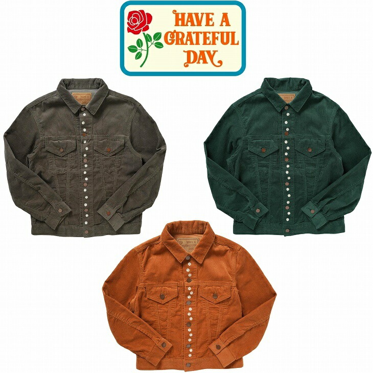 【貨物輸送無料】【MEN\u0027S\u0026WOMEN\u0027S】HAVE A GRATEFUL DAY （グレイトフルデイ）EMBROIDERY JACKET エンブロイダリージャケット ヒッピーライクな抜け感のあるお花刺しゅうを施したコール天上衣 刺しゅう動機は長閑やかさを表わすするマーガレット70年月日すっきりとした影ぼうし