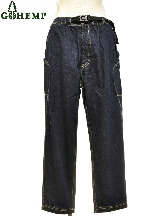 【送料無料】【WOMEN'S】GOHEMP (ゴーヘンプ)HIGH EXPLORER PANTS(ONE WASH)エキスプローラーパンツ 季節を通して着用できる、程よい肉厚の12ozの定番デニム生地 三重になりながらもシルエットが崩れにくいサイドのポケットが特徴 ゴーヘンプのベストロングセラー!|ヘンプウェア FOOL THE HERMIT