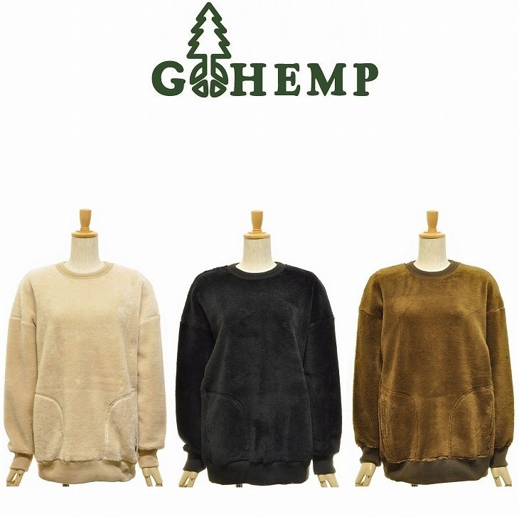 【貨物輸送無料】【WOMEN\u0027S】GOHEMPゴーヘンプ NO SIZE CREW ノーサイズクルー HEMP/COTTON FLEECE 型はたっぷりとした影ぼうしがその人の特徴のユニ一発やる(無償性大きさ)のティーシャツ労働者の一団