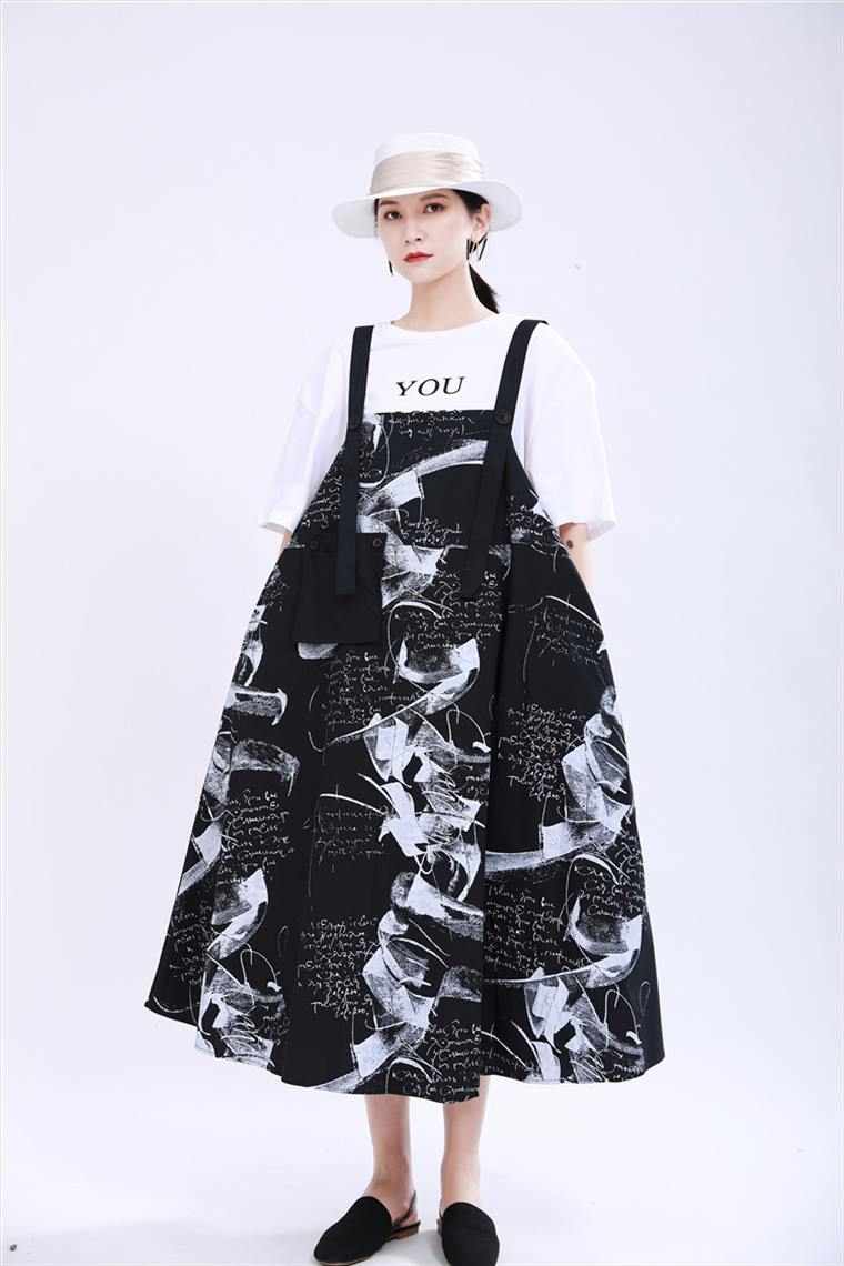 楽天市場 レディース ワンピース ノースリーブ 重ね着 モダン ブラック ホワイト ゆったり ダボダボ 大きいサイズ For It