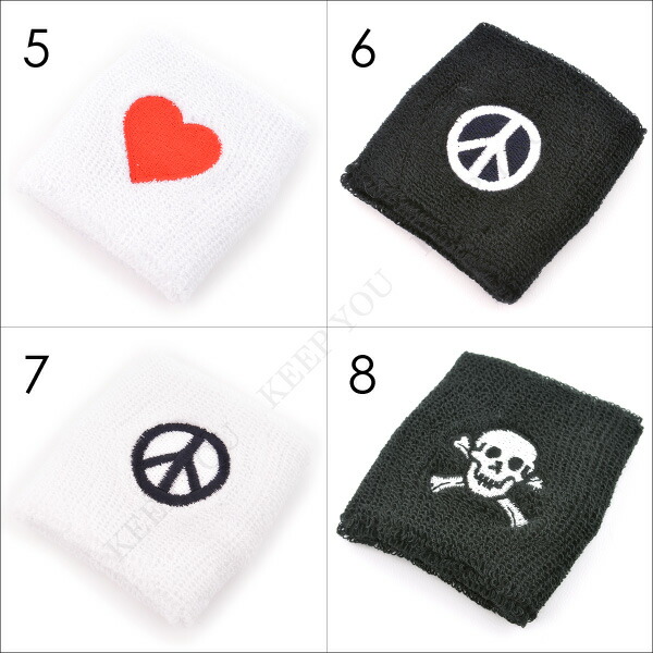 【楽天市場】【メール便対応】リストバンド 大人用 ワンポイント刺繍 8種類【リストバンド リストウォーマー スポーツ ダンス ファッション