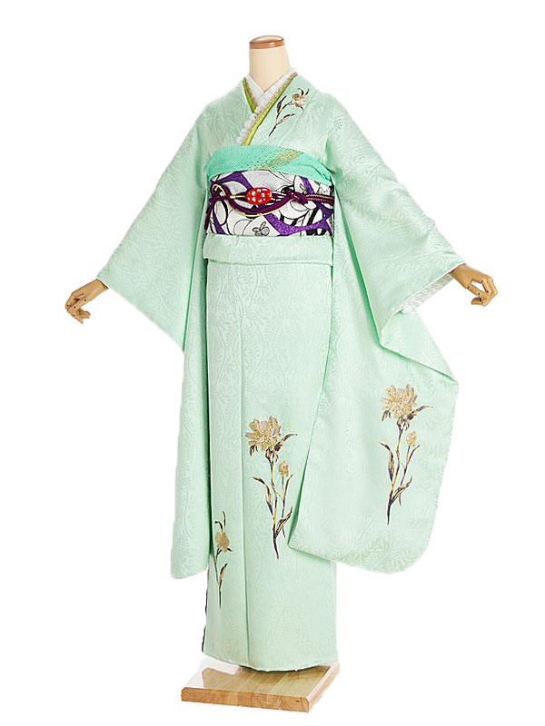 【レンタル】振袖レンタル 成人式 正絹 緑 一輪の花 着物レンタル 新品足袋プレゼント 振袖 草履 バッグ セット 袋帯 着物 レンタル フルセット 二十歳の集い 女性 晴れ着 155cm 160cm 165cm 7号 9号 11号 13号 S M L LL 貸衣装 フルセット 振り袖 振りそで 0151