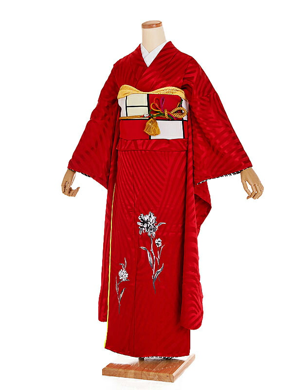 【レンタル】[成人式 振袖 レンタル] 正絹 赤 カーネーション刺繍 着物レンタル |成人式振袖レンタル |着物 レンタル|新品足袋プレゼント|振袖フルセット|成人式振袖|振袖 草履 バッグ セット 袋帯|二十歳の集い 女性 晴れ着 155cm 160cm 165cm 貸衣装 振り袖 振りそで 0155