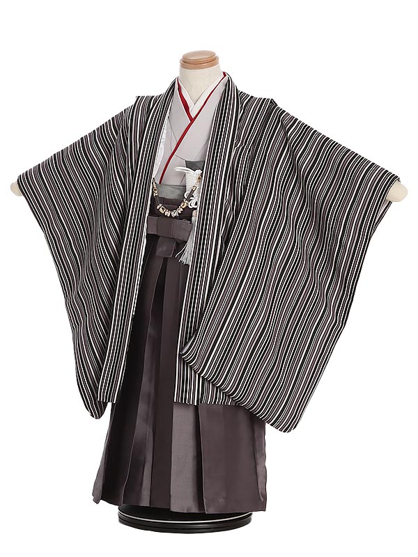 【レンタル】かんたん七五三[簡単着付け] マジックテープ|七五三3歳|95cm 100cm 105cm|レンタル 3才男児フルセット おりびと ストライプ 無地袴 B346 3歳男の子|753 3歳 着物|七五三 3歳|子供|七五三 3歳児 レンタル|七五三|3歳 着物|往復送料無料｜マタニティ子供喪服レンタルＨ＆Ｈ