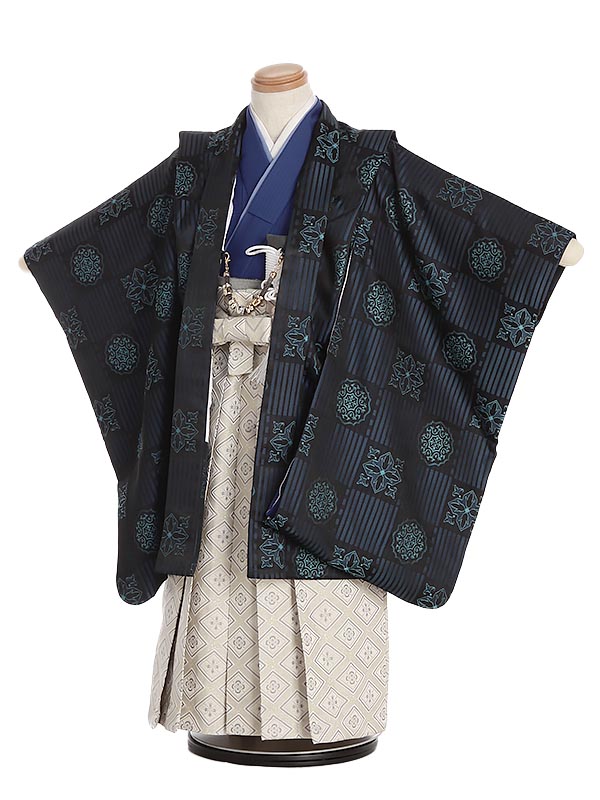 【レンタル】かんたん七五三[簡単着付け] マジックテープ|七五三3歳|95cm 100cm 105cm|レンタル 3才男児フルセット 紋章 菱形袴 B348 3歳男の子|753 3歳 着物|七五三 3歳|子供|七五三 3歳児 レンタル|七五三|3歳 着物|往復送料無料