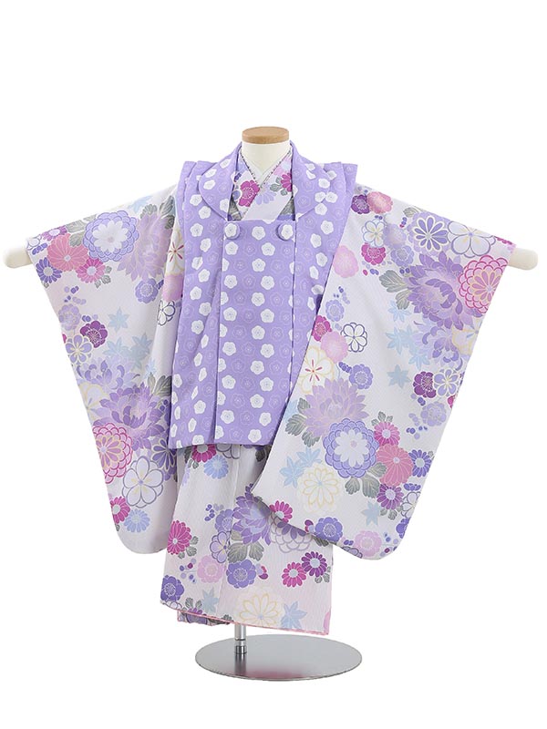 七五三レンタル 女の子 3歳着物フルセット B361 KAGURA 秋の華々 被布セット 子供着物 貸衣装 往復送料無料