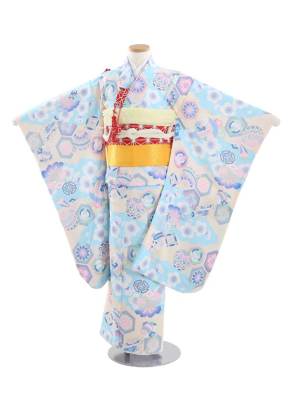 【レンタル】七五三 7歳 着物 レンタル KAGURA 鞠 小槌と花亀甲 B708 フルセット 753着物 貸衣装 女の子 七五三着物 子供着物 お正月 ひな祭り 結婚式 753 キッズ着物 七五三レンタル きもの|マタニティ子供喪服レンタルH&H