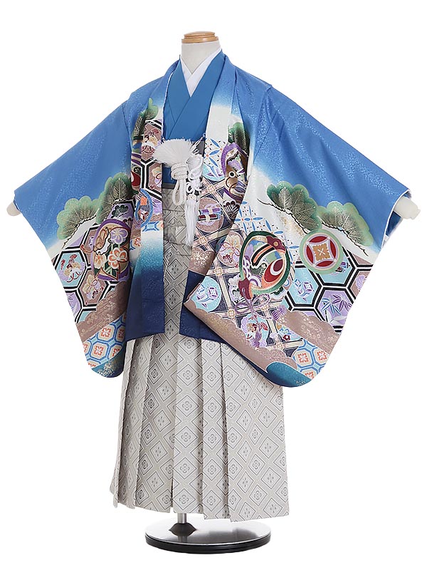 【レンタル】かんたん七五三[簡単着付け] 着物 マジックテープ 753|5歳七五三レンタル 鷹に吉祥文様 5歳 男の子|子供|七五三 5歳児 レンタル|5歳用 着物|往復送料無料|男児フルセットN563 8,208円