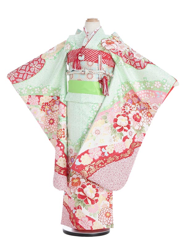 レンタル 七つ 三 年頃洋服レンタル N716 深見草と球 鹿の子 緑色 フルセットローンウエア 姉様 児童着物 お正月 ひな祭り 縁定め 753 キッズ着物 七五三レンタル きもの Cuny Nysieb Org