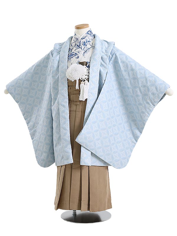 【レンタル】七五三[簡単着付け] 着物 (7歳,男袴)七宝柄&times;西洋染付風 カーキ袴 7歳 かんたん袴 七五三レンタル お兄ちゃん 男児フルセット 115cm-125cm 七五三着物 マジックテープ 753袴レンタル 簡単袴 大きいサイズ Y704 結婚式 和装 かしいしょう｜マタニティ子供喪服レンタルＨ＆Ｈ 8,100円