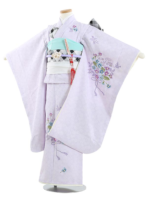 【レンタル】七五三 7歳 着物 レンタル Kami shibai すみれ刺繍 ラベンダー Y704 フルセット 753着物 七五三着物 着物セット 753レンタル 貸衣装 女の子 子供着物 お正月 ひな祭り 結婚式 753 キッズ着物 七五三レンタル きもの 結び帯｜マタニティ子供喪服レンタルＨ＆Ｈ 14,058円