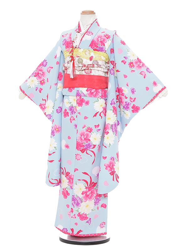 着物セット 女の子 フルセット貸衣装 75 水色 花とリボン ７歳着物レンタル レンタル 七五三 子供着物 きもの 七五三レンタル キッズ着物 753 結婚式 ひな祭り お正月 安心の定価販売 Www Vimkes Com
