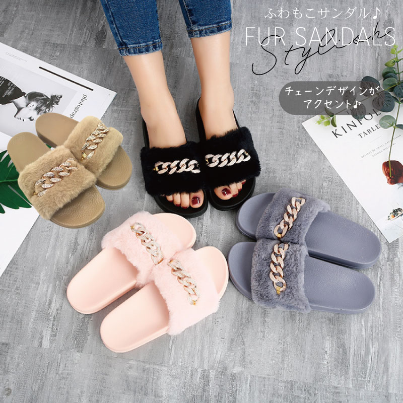 2020最新型 高品質 soe / ファーサンダル ONE BACKLE FUR SANDAL 美品