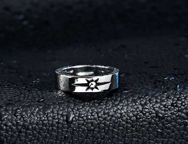 送料無料 ジュエリー ステンレス リング ワンポイント 指輪 メンズ 星 宝石 ダイヤ ビジュー メンズリング レディースリング 贈与