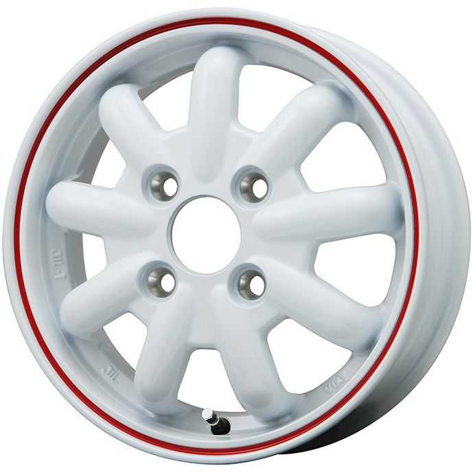 【新品 軽自動車】N-BOX タント スペーシア スタッドレスタイヤ ホイール4本セット 155/65R14 ブリヂストン ブリザック WZ-1 ブランドルライン ストレンジャーKST-9改 ホワイト/レッドライン 4.5J 14インチ(送料無料)