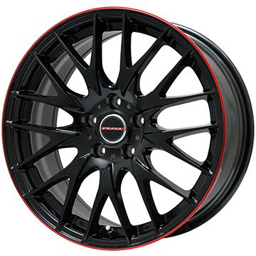 【新品国産車用5穴114.3】 夏タイヤ ホイール4本セット 245/35R20 ダンロップ ルマン V+(ファイブプラス) ビッグウエイ レイシーン プラバ9M(グロスブラック/レッドリム) 8.5J 20インチ(送料無料)