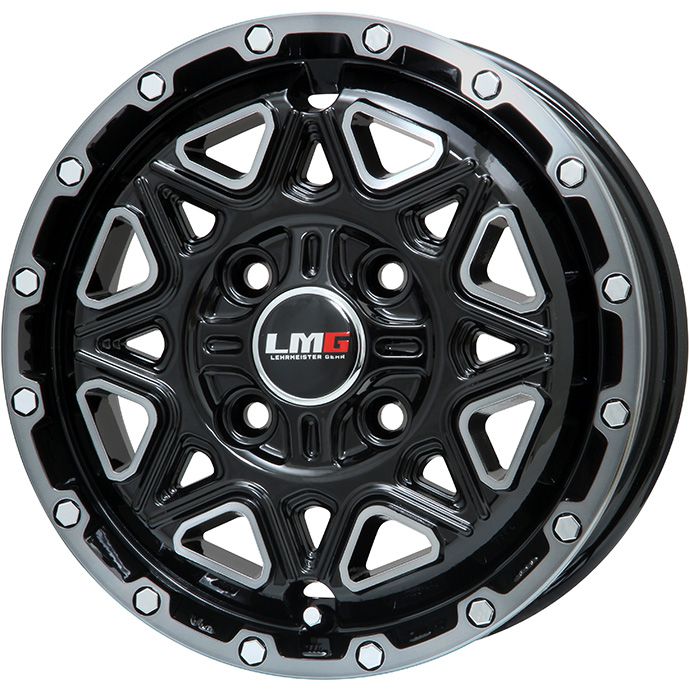 【新品 軽自動車】軽トラ 軽バン 夏タイヤ ホイール4本セット 145/80R12 80/78N ヨコハマ ジオランダー KT レアマイスター LMG モンタグナ(ブラックポリッシュ/ブラッククリア) 12インチ(送料無料)|フジ スペシャルセレクション