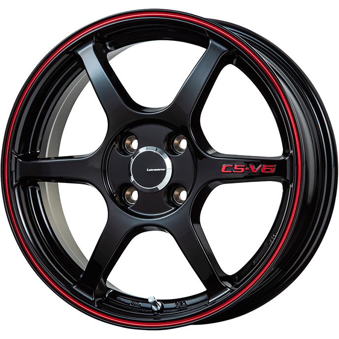 【新品 軽自動車】ソリオ スタッドレスタイヤ ホイール4本セット 165/70R14 ブリヂストン ブリザック VRX3 レアマイスター CS-V6(グロスブラック/レッドライン) 4.5J 14インチ(送料無料) ※コンパクトカー装着不可|フジ スペシャルセレクション