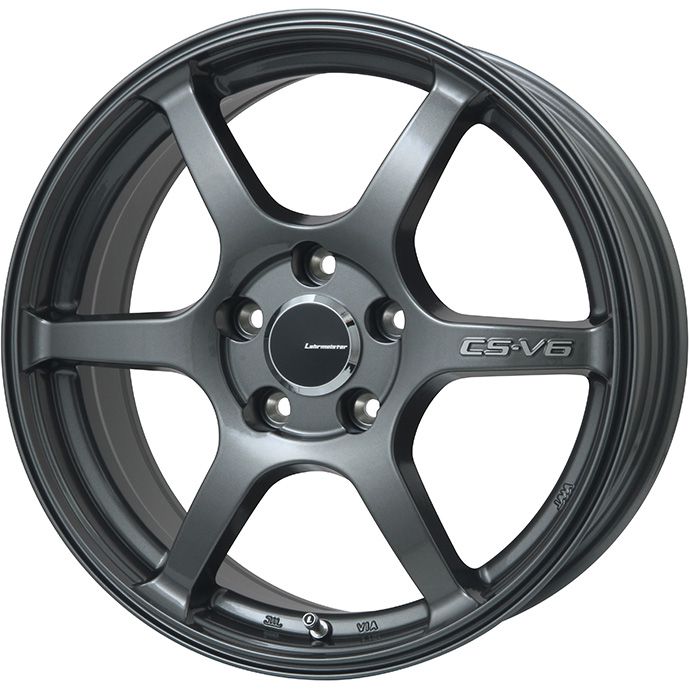 【新品国産車用5穴114.3】 スタッドレスタイヤ ホイール4本セット 215/60R17 グリップマックス アイスX BSW ブラックサイドウォール(限定) レアマイスター CS-V6(ガンメタ) 7J 17インチ(送料無料)｜フジ スペシャルセレクション