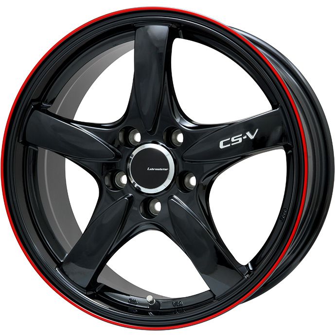 【パンク保証付き】【新品国産車用5穴100】 スタッドレスタイヤ ホイール4本セット 225/40R18 ヨコハマ アイスガード8 エイトIG80 レアマイスター CS-V(グロスブラック/レッドリム) 8J 18インチ(送料無料)|フジ スペシャルセレクション