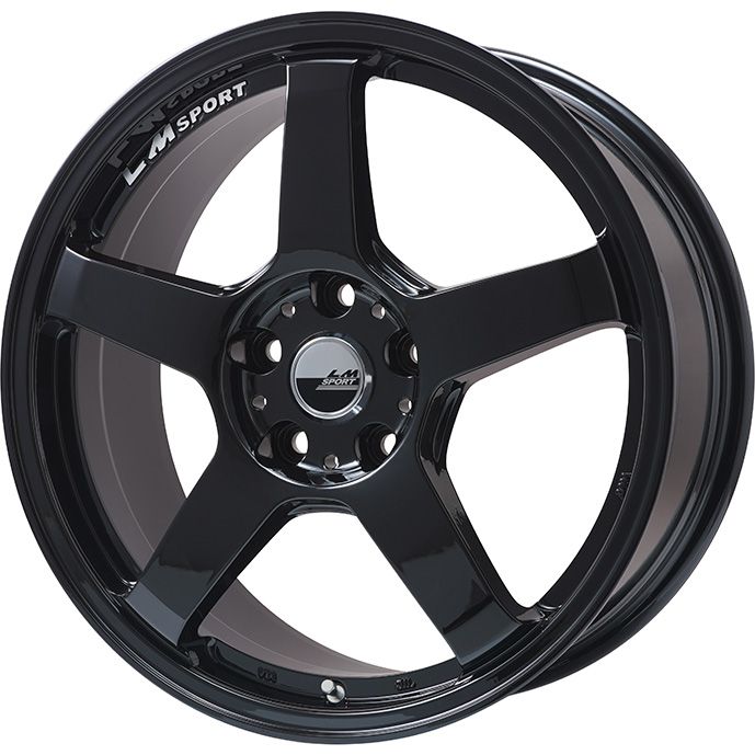 【新品国産車用5穴114.3】 スタッドレスタイヤ ホイール4本セット 225/55R18 グリップマックス アイスX SUV RWL ホワイトレター(限定) レアマイスター LMスポーツ LM-05R(グロスブラック) 7.5J 18インチ(送料無料)｜フジ スペシャルセレクション