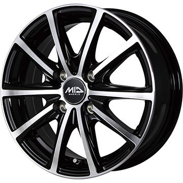【新品国産車用4穴100】 夏タイヤ ホイール4本セット 175/65R15 ヨコハマ ブルーアース AE-01F MID WHEELS V25 ブラックポリッシュ 5.5J 15インチ(送料無料)