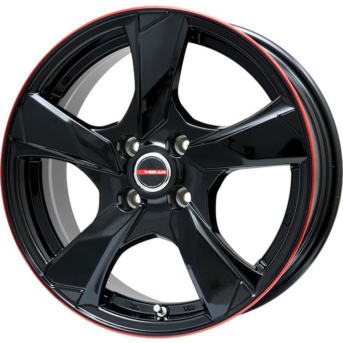 【新品】スイフトスポーツ スタッドレスタイヤ ホイール4本セット 195/45R17 ブリヂストン ブリザック VRX3 プレミックス ヴェランV(グロスブラック/レッドリム) 6.5J 17インチ(送料無料)