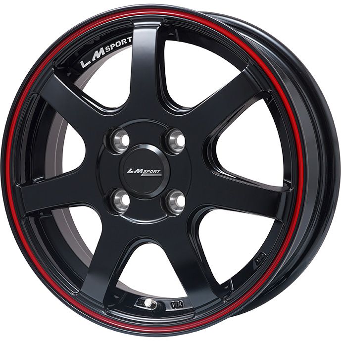 【新品 軽自動車】N-BOX タント スペーシア 夏タイヤ ホイール4本セット 165/55R15 ヨコハマ アドバン フレバV701 レアマイスター LMスポーツ LM-07(グロスブラック/レッドライン) 5J 15インチ(送料無料)|フジコーポレーション